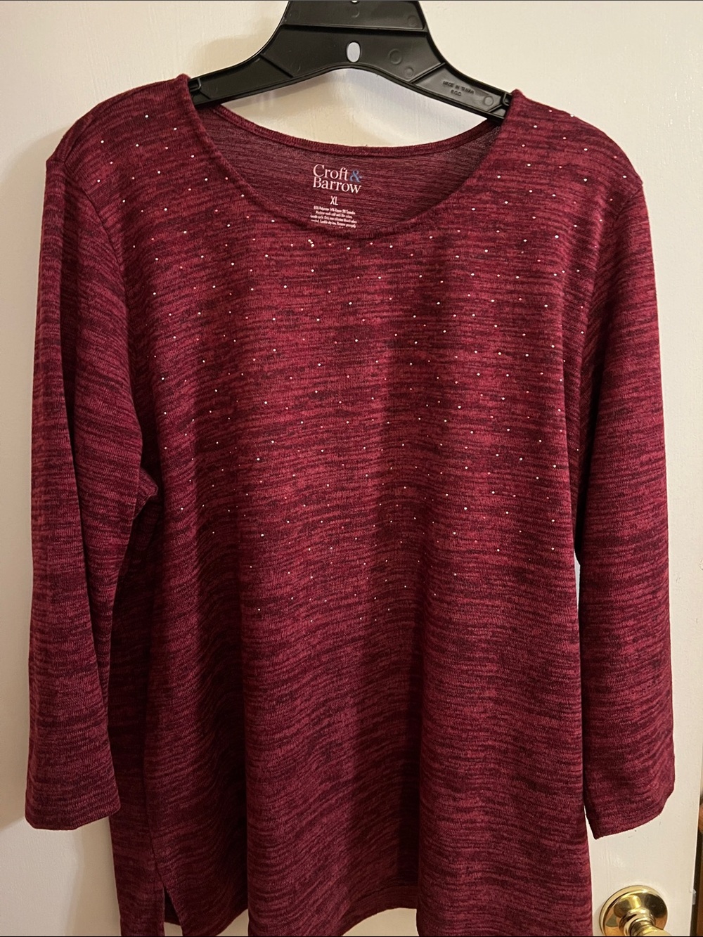 croft & barrow Marled Burgundy Knit Top with Sparkle